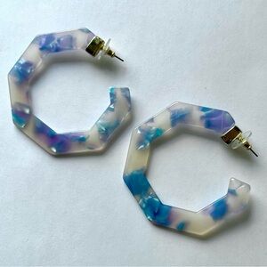 Baublebar Blue/White Octagonal Acrylic Earrings